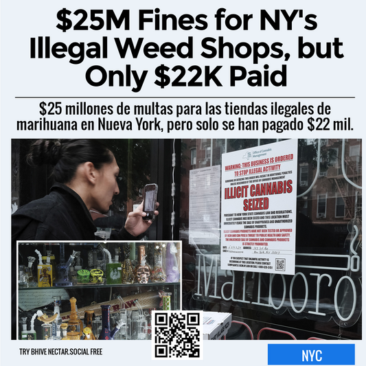 $25M Fines for NY's Illegal Weed Shops, but Only $22K Paid
