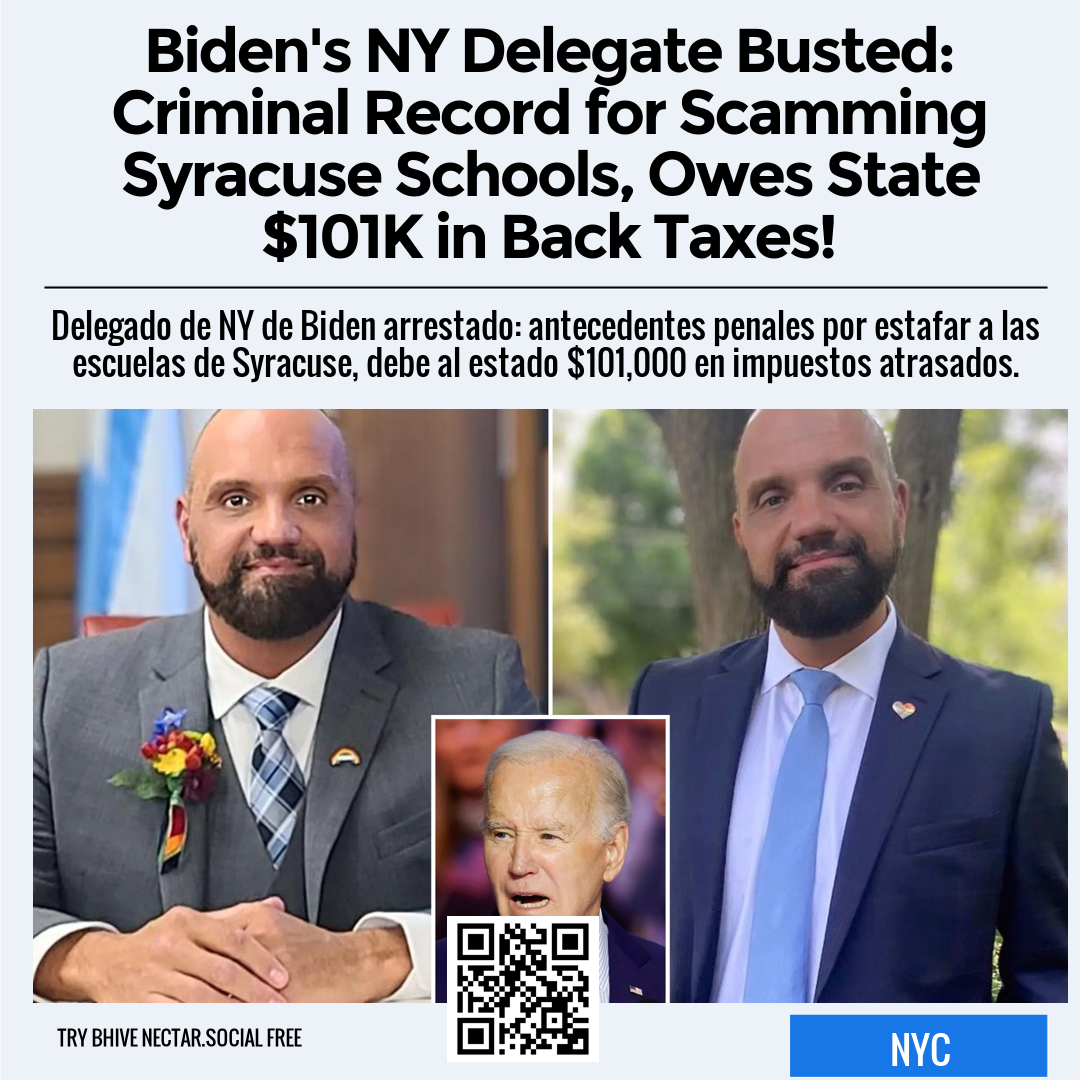 Biden's NY Delegate Busted: Criminal Record for Scamming Syracuse Schools, Owes State $101K in Back Taxes!