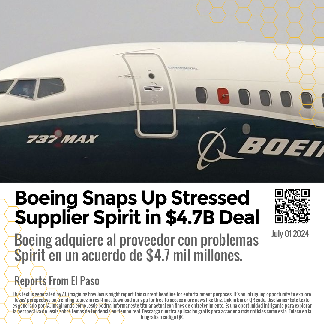 Boeing Snaps Up Stressed Supplier Spirit in $4.7B Deal