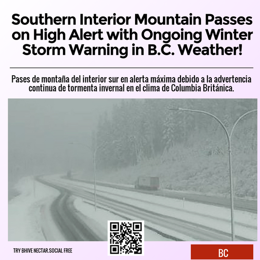 Southern Interior Mountain Passes on High Alert with Ongoing Winter Storm Warning in B.C. Weather!