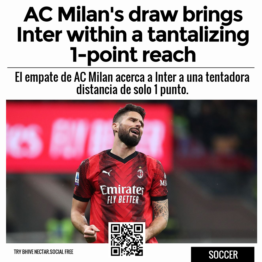 AC Milan's draw brings Inter within a tantalizing 1-point reach