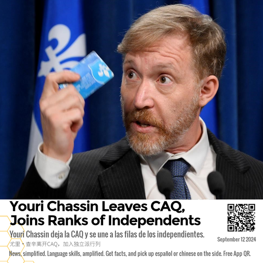 Youri Chassin Leaves CAQ, Joins Ranks of Independents