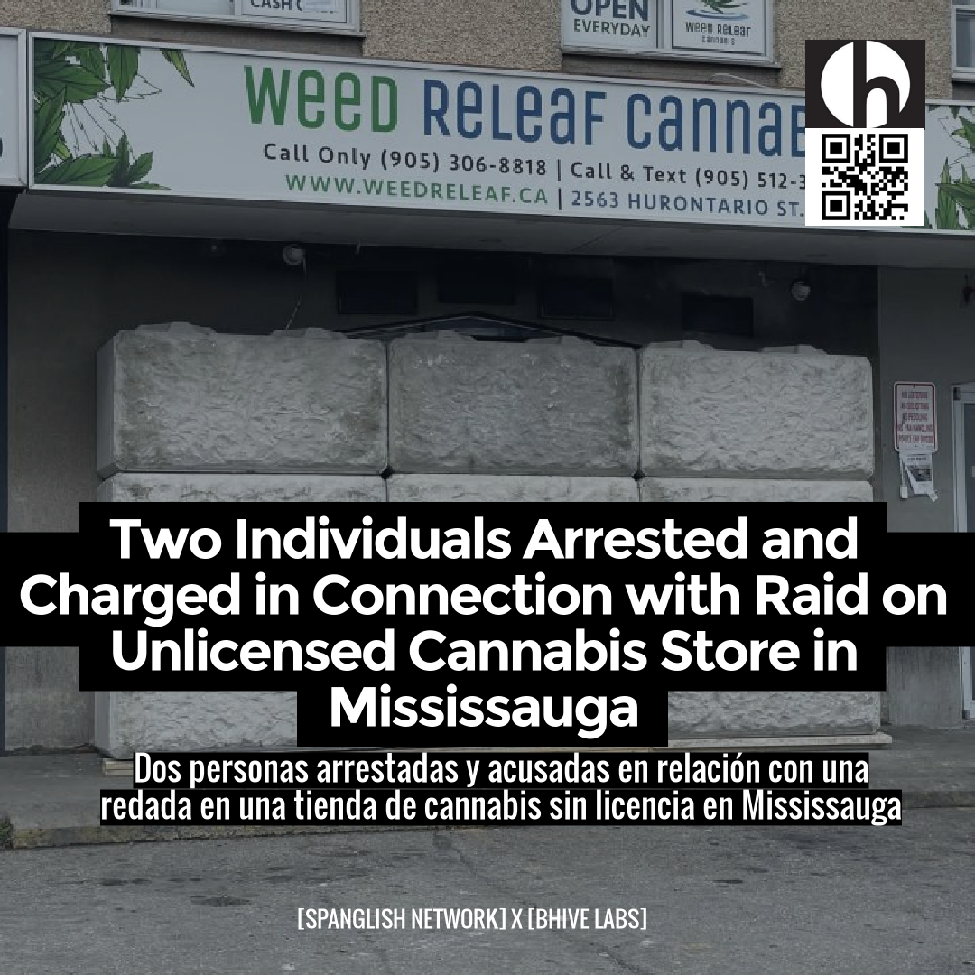 Two Individuals Arrested and Charged in Connection with Raid on Unlicensed Cannabis Store in Mississauga