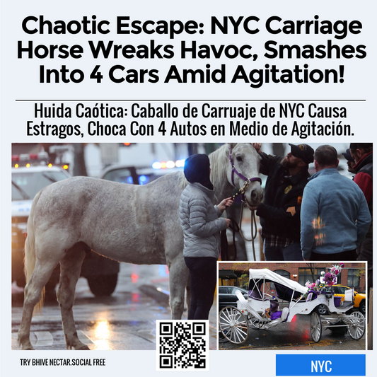 Chaotic Escape: NYC Carriage Horse Wreaks Havoc, Smashes Into 4 Cars Amid Agitation!