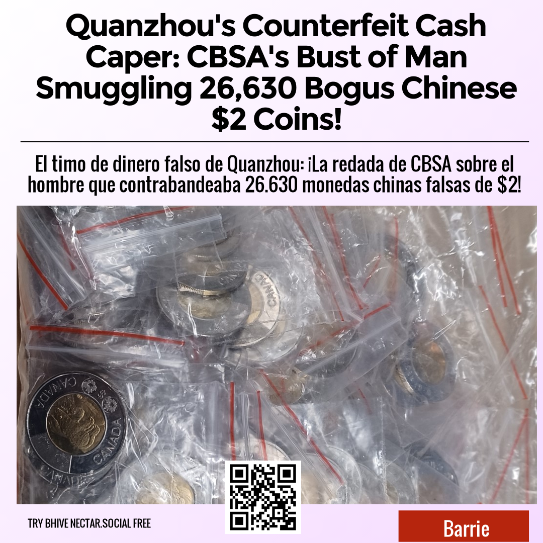 Quanzhou's Counterfeit Cash Caper: CBSA's Bust of Man Smuggling 26,630 Bogus Chinese $2 Coins!