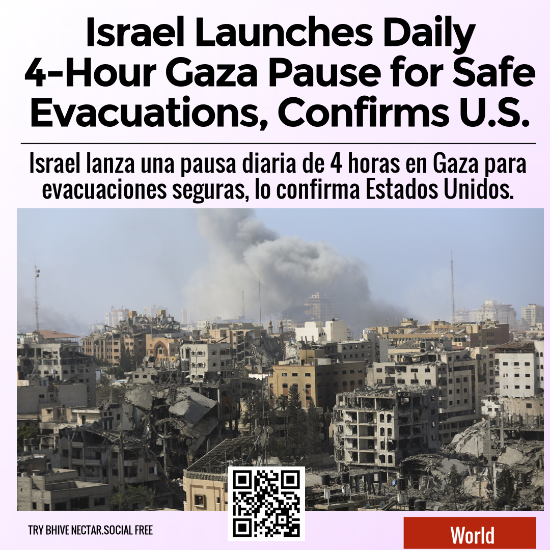 Israel Launches Daily 4-Hour Gaza Pause for Safe Evacuations, Confirms U.S.