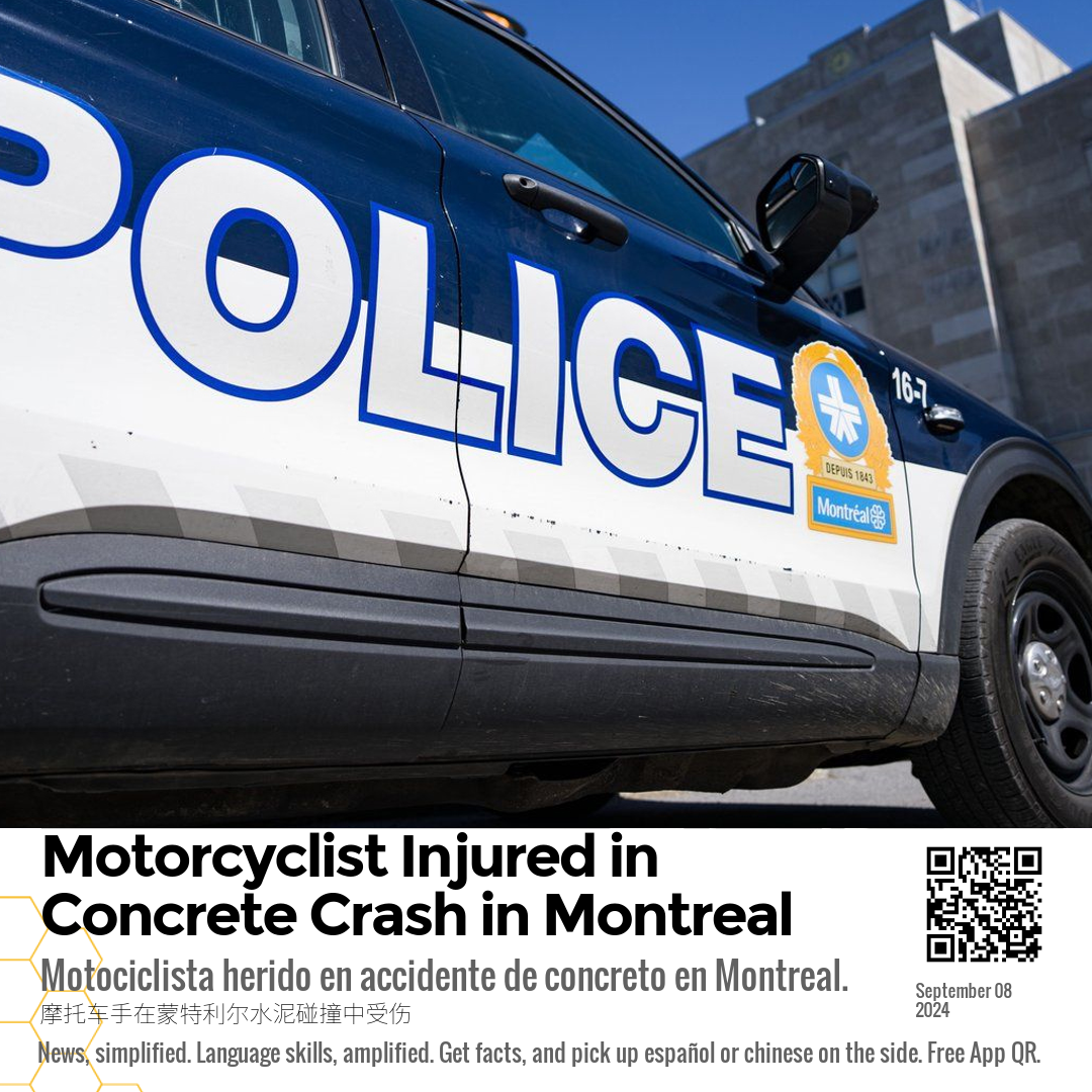 Motorcyclist Injured in Concrete Crash in Montreal