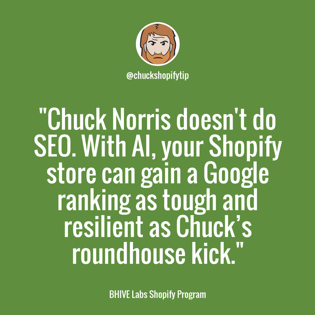 Master Google Rankings like Chuck Norris: Upgrade Your Shopify Store with AI-Driven SEO for Supreme Domination #BHIVELabs #ShopifySEO