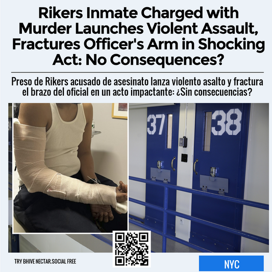 Rikers Inmate Charged with Murder Launches Violent Assault, Fractures Officer's Arm in Shocking Act: No Consequences?