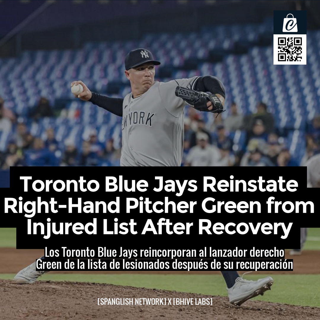 Toronto Blue Jays Reinstate Right-Hand Pitcher Green from Injured List After Recovery