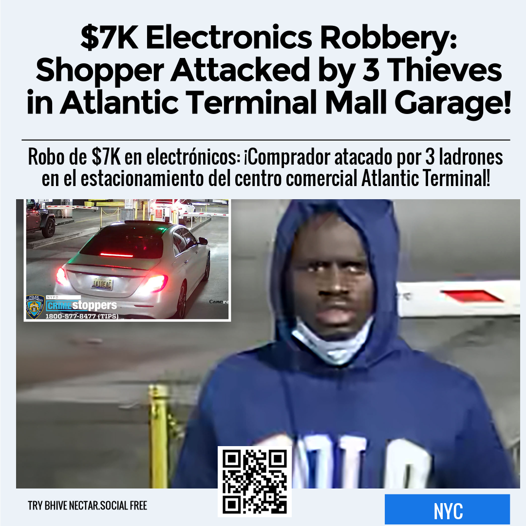 $7K Electronics Robbery: Shopper Attacked by 3 Thieves in Atlantic Terminal Mall Garage!