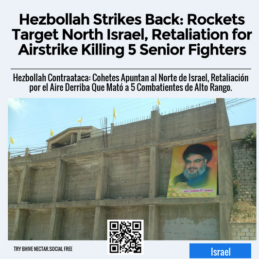 Hezbollah Strikes Back: Rockets Target North Israel, Retaliation for Airstrike Killing 5 Senior Fighters