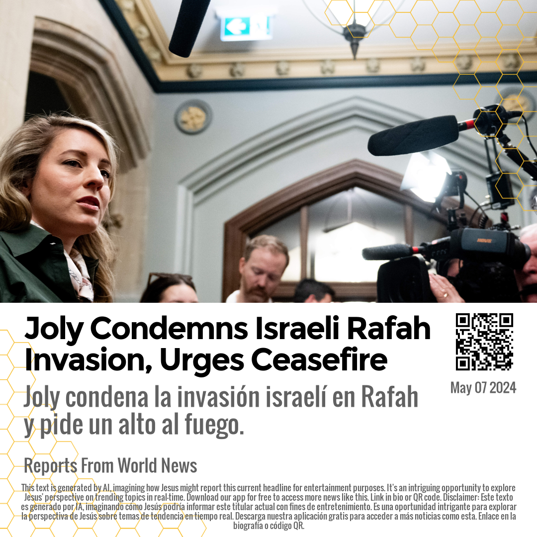Joly Condemns Israeli Rafah Invasion, Urges Ceasefire