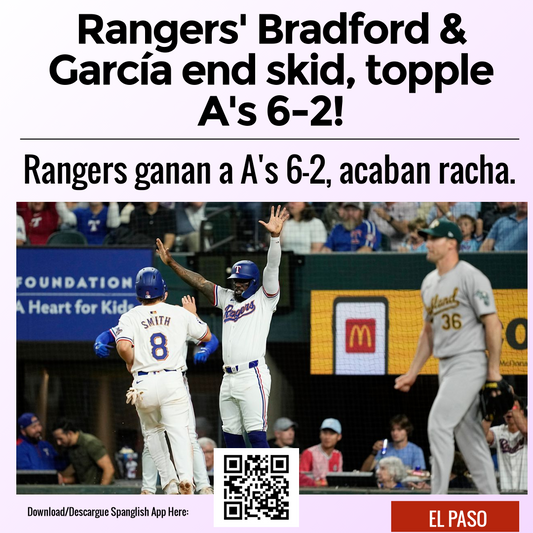 Rangers' Bradford & García end skid, topple A's 6-2!