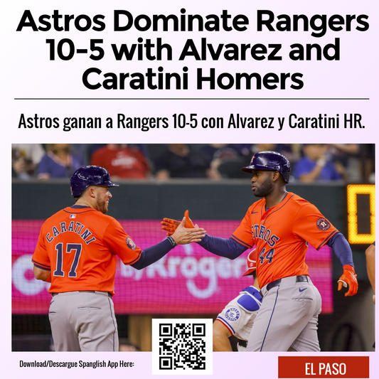 Astros Dominate Rangers 10-5 with Alvarez and Caratini Homers