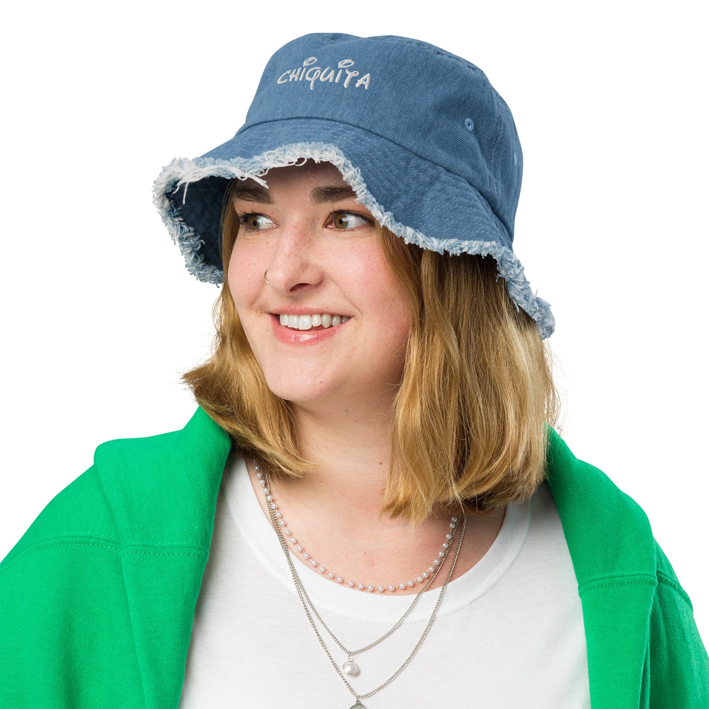 Chiquita Distressed Denim Bucket Hat